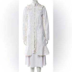 ZAC Zac Posen White Eyelet Trench Coat